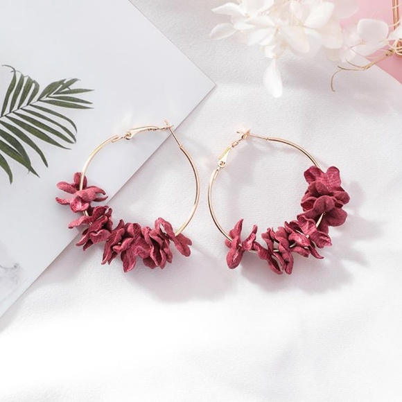 ❤️️NEW UNIQUE Flower Hoop Handmade Earrings PN33 - Picture 2 of 3